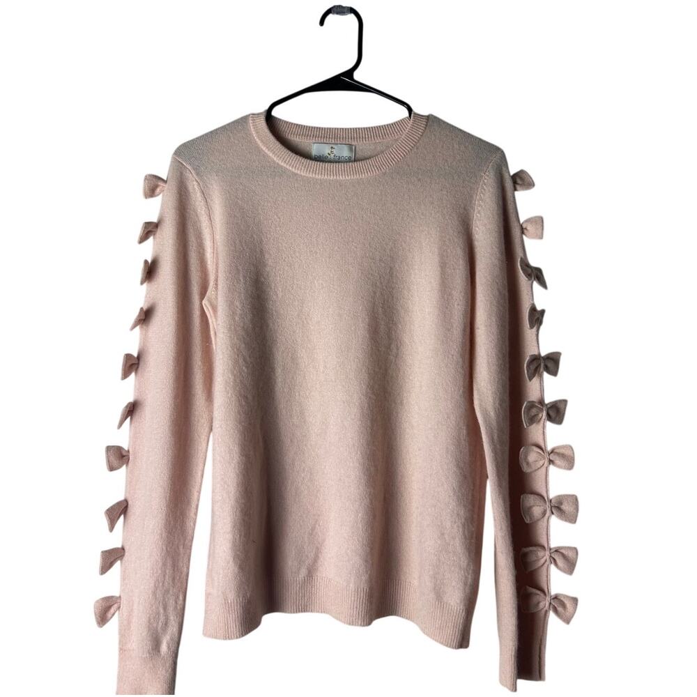 belle france cashmere sweater with bows in pink size m
